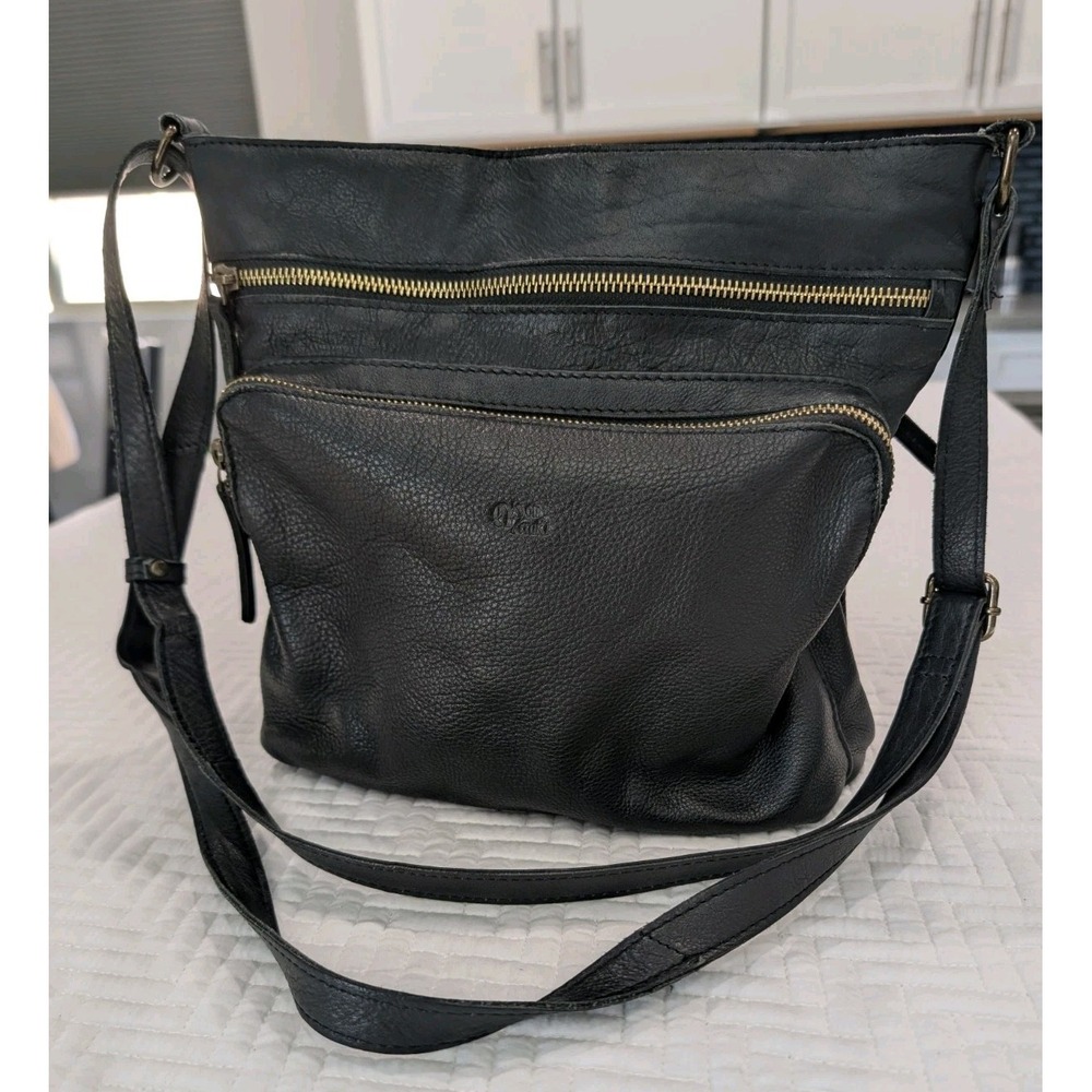 Mou Meraki Black Leather Crossbody Purse Handbags Crossover Bag Organizer